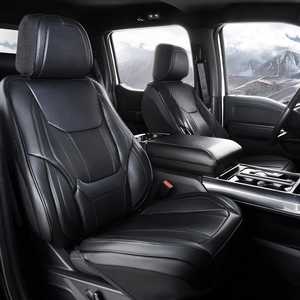 Coverland Custom Car Seat Covers Compatible with 2003-2008 Mazda, Mazda6 Sport Wagon - Premium Leather Non-Slip Memory Foam Waterproof Seat Cover Custom fit Interior Protector [Front-Black]