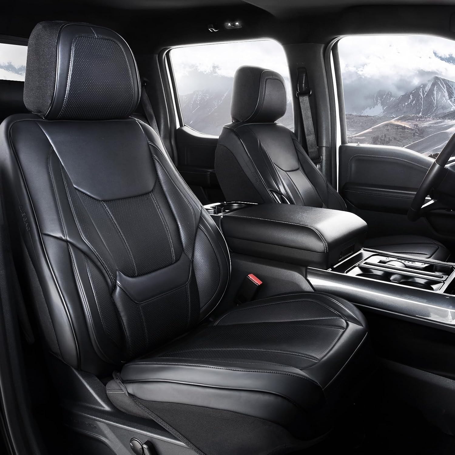 Coverland Custom Car Seat Covers Compatible with 2003-2008 Mazda, Mazda6 Sport Wagon - Premium Leather Non-Slip Memory Foam Waterproof Seat Cover Custom fit Interior Protector [Front-Black]
