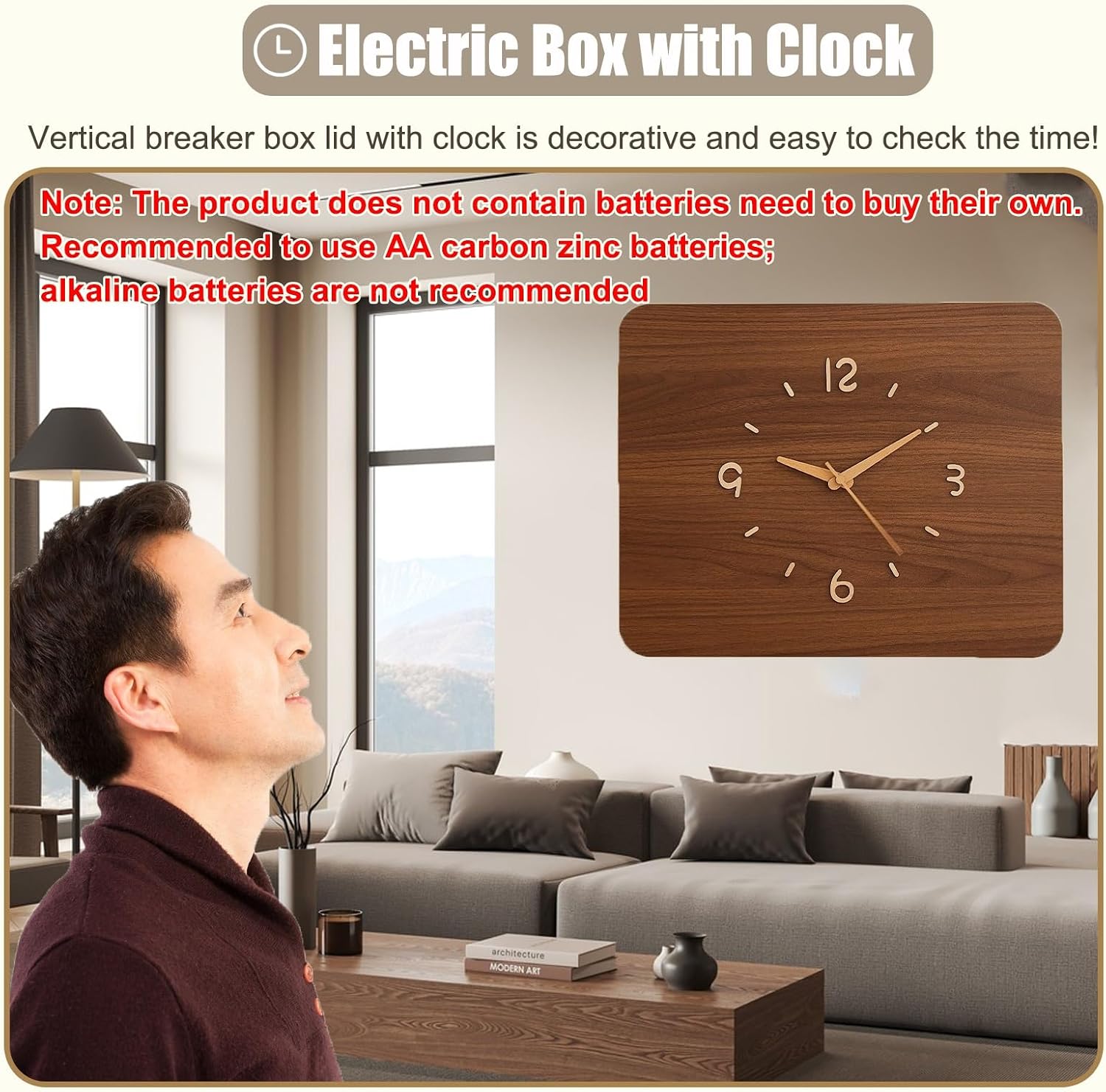 Waterproof Solid Wood Breaker Box Cover for Outdoor, Wall Mounted Electrical Panel Covers for Replacement/Hide, Decorative Fuse Box Plate Kitchen(42x32cm(16 1/2x12 5/8in))