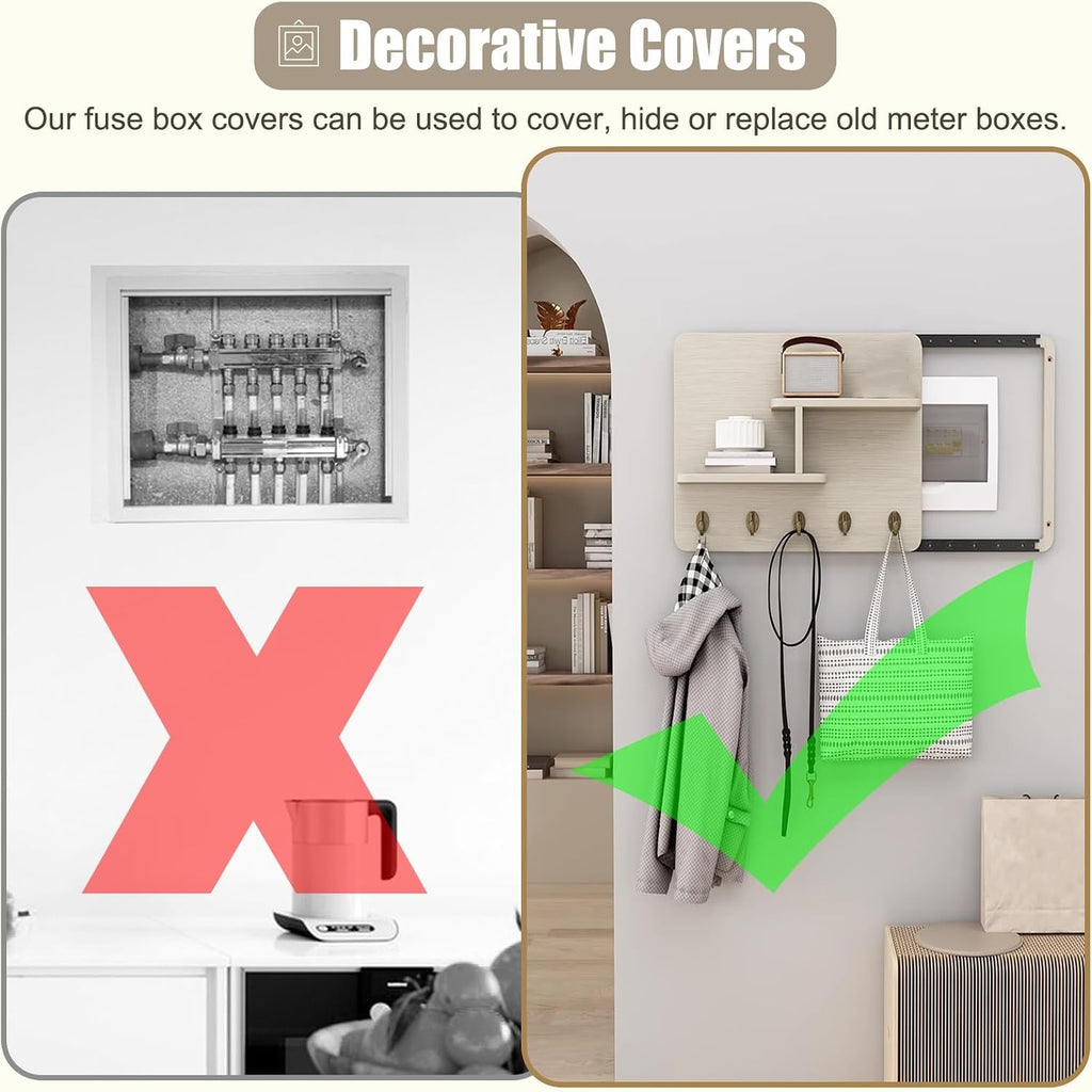 Sliding Door Electrical Panel Box Cover Wooden, Wall Mounted Hide Breaker Box Cover for Circuit Distribution Box, Indoor Meter Box Covers(Style/F,60x50cm(23 5/8x19 3/4'))
