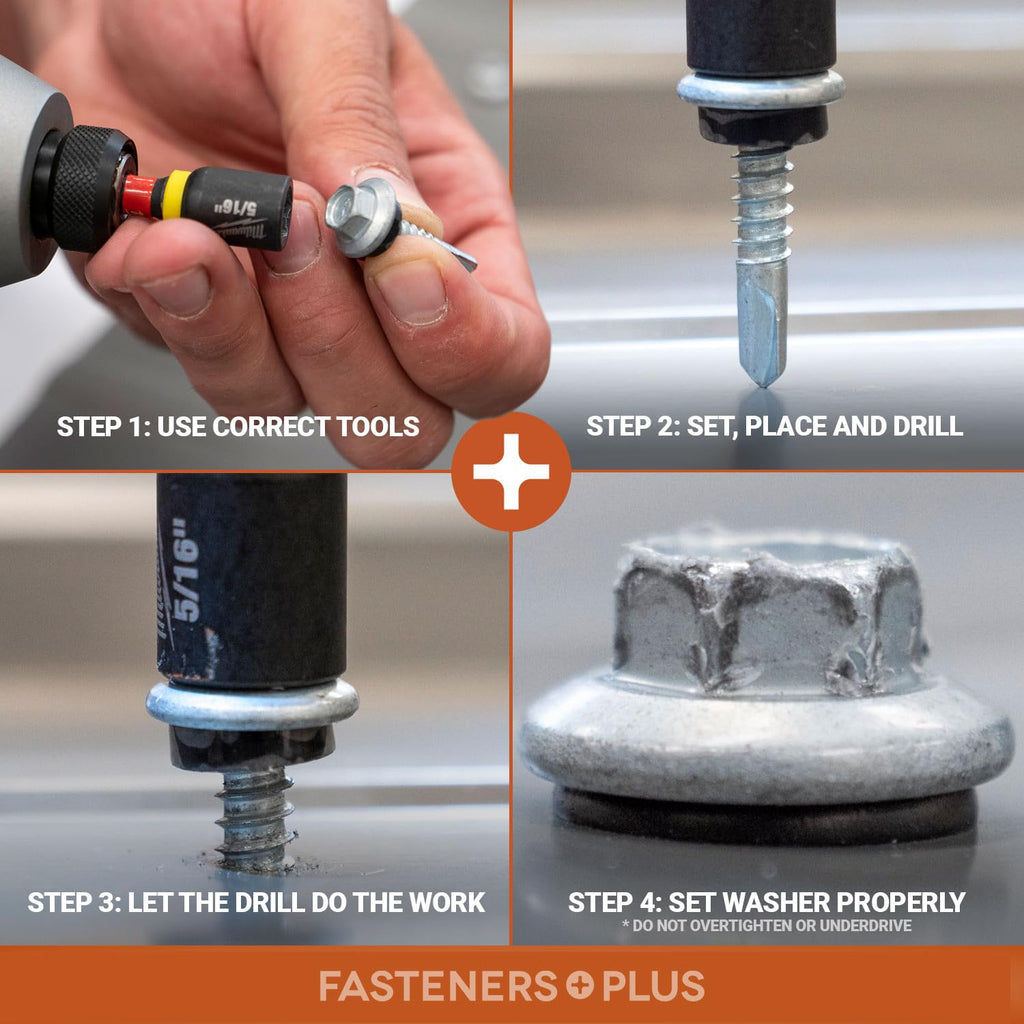 Fasteners Plus ST Fastening #12 x 2-1/2' Maxx Steelbinder Metal Roofing Screws Metal-to-Metal Tan (Pack of 250)