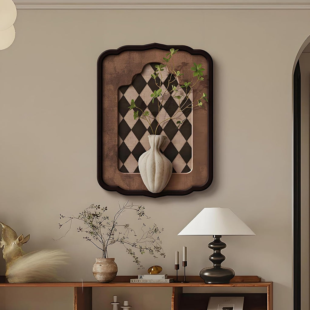 Decorative Breaker Box Cover, Hidden Circuit Breaker Panel Decorative Painting, PS Frame Modern Meter Decorative, for Living Room Home Office(Brown 3,45 * 55cm/18 * 22in)