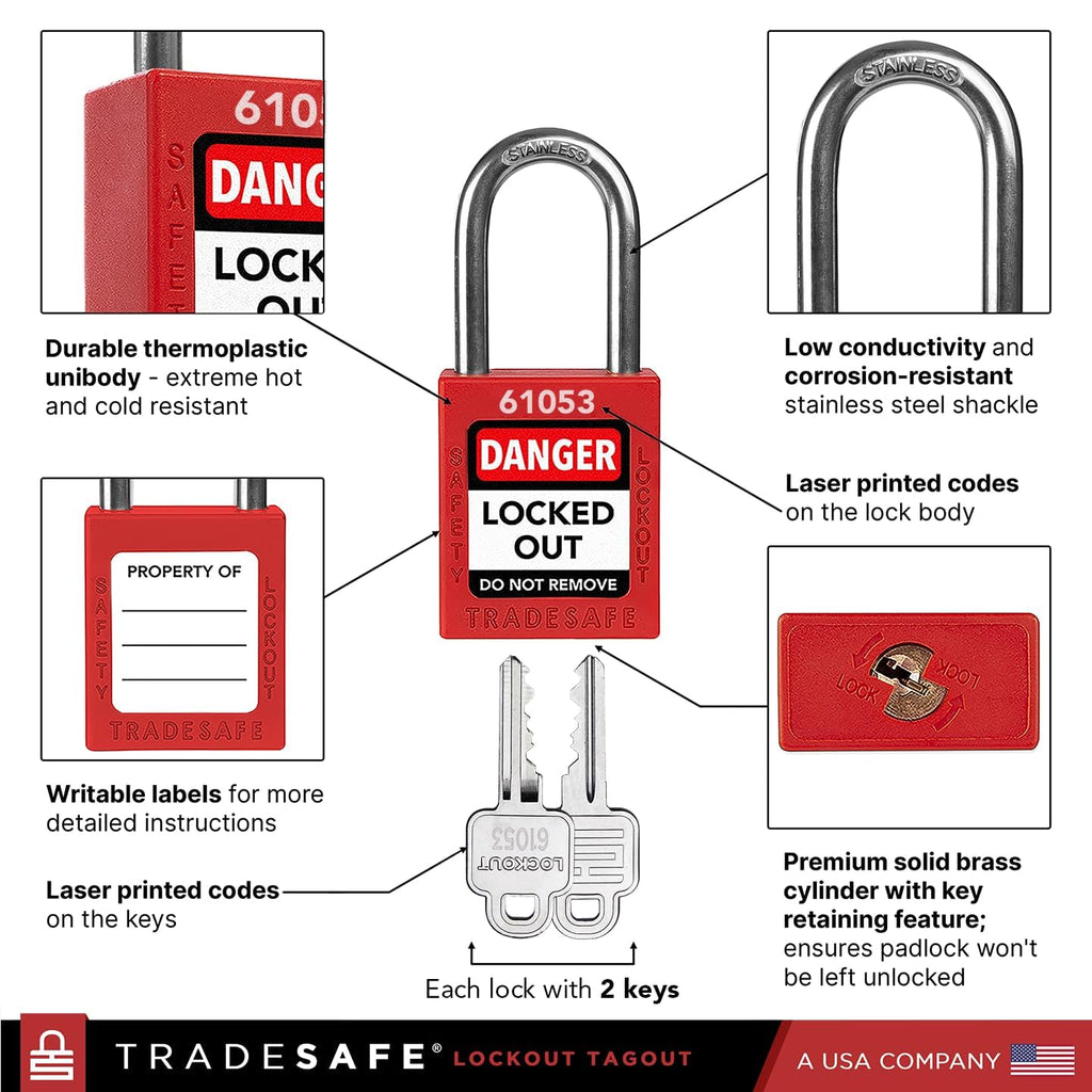 TRADESAFE Lockout Tagout Station - 105 Loto Devices, Loto Locks, Breaker Lockout Devices, Loto Tags, Lockout Hasp, Cable Lock, Lock Out Tag Out Kit Board, OSHA-Compliant