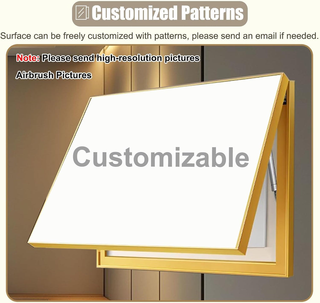 Gold Circuit Breaker Panel Cover Replacement, Custom Hide Distribution Box for Living Room, Metal Fuse Box Protection Cover with Aluminum Alloy Frame(50x40cm(19 3/4x15 3/4'))