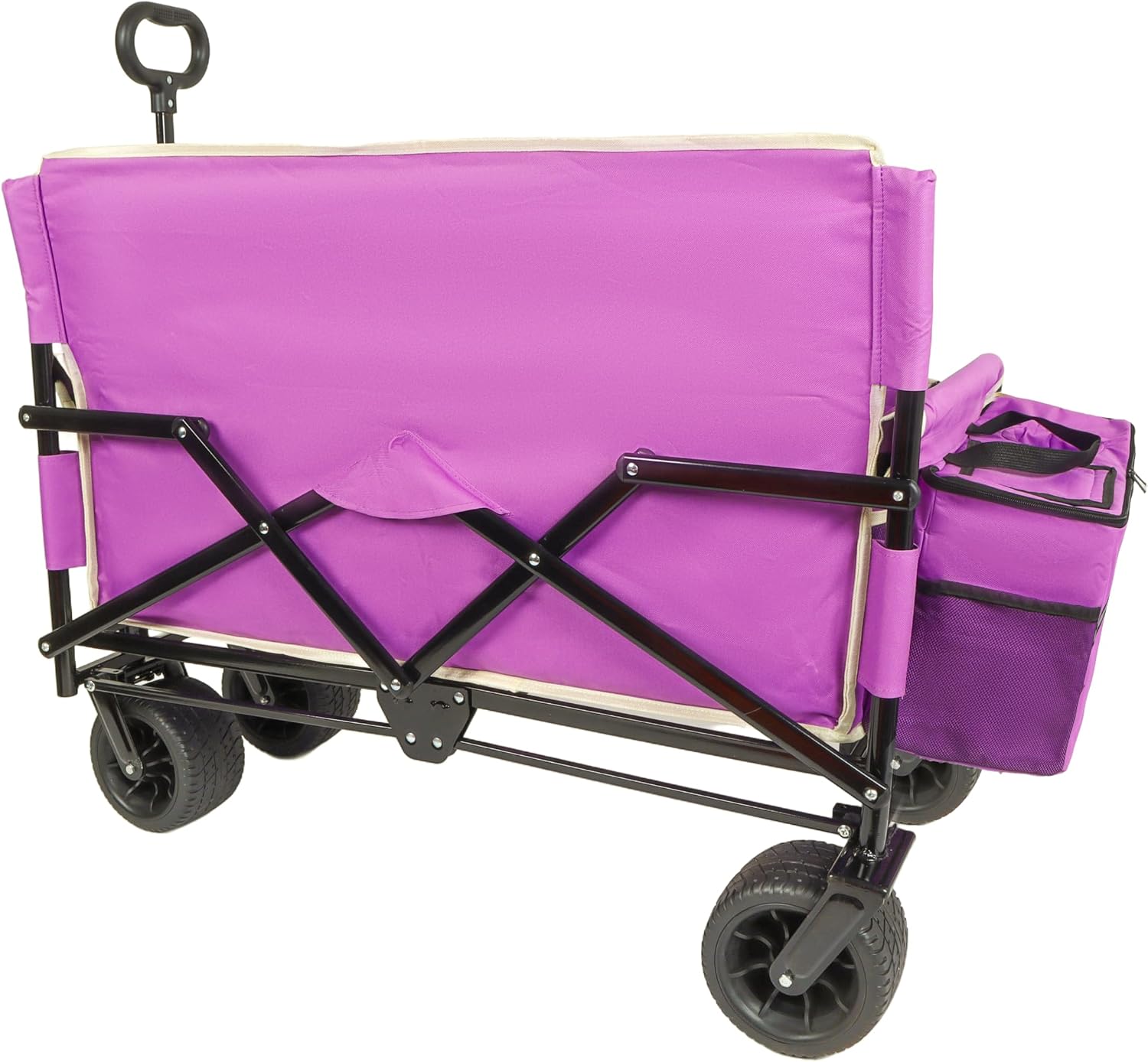 3-in-1 Folding Wagon with Bench Seat - 500LB Capacity, 180L Storage, All-Terrain Wheels, Compact Fold, Includes Ice Pack, for Camping, Beach, Sports, Garden (Purple)