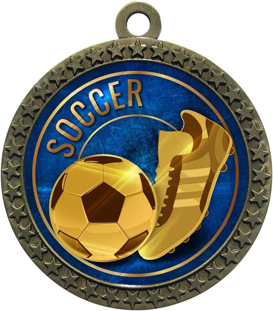 Express Medals 1 to 50 Packs Soccer Gold Medal Trophy Award with Neck Ribbon STDD212-EG46