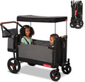 Radio Flyer Atlas Stroll 'N Wagon, Atlas Gray, for Ages 1+, 3-in-1 Push or Pull Versatility, One-Hand Fold, UV Canopy, 5-Point Harnesses, Storage Capabilities, Rubber Wheels, Stroller Wagon for Kids