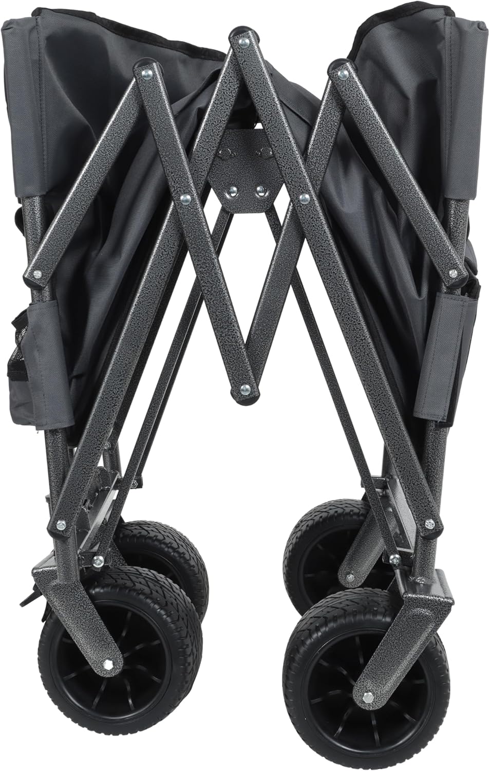 3-in-1 Heavy-Duty Folding Wagon Cart with Bench Seat & Storage – 500lbs Capacity, 180L All-Terrain Utility Cart for Camping, Beach, Sports, & Garden – Collapsible, Adjustable Handle (Gray)