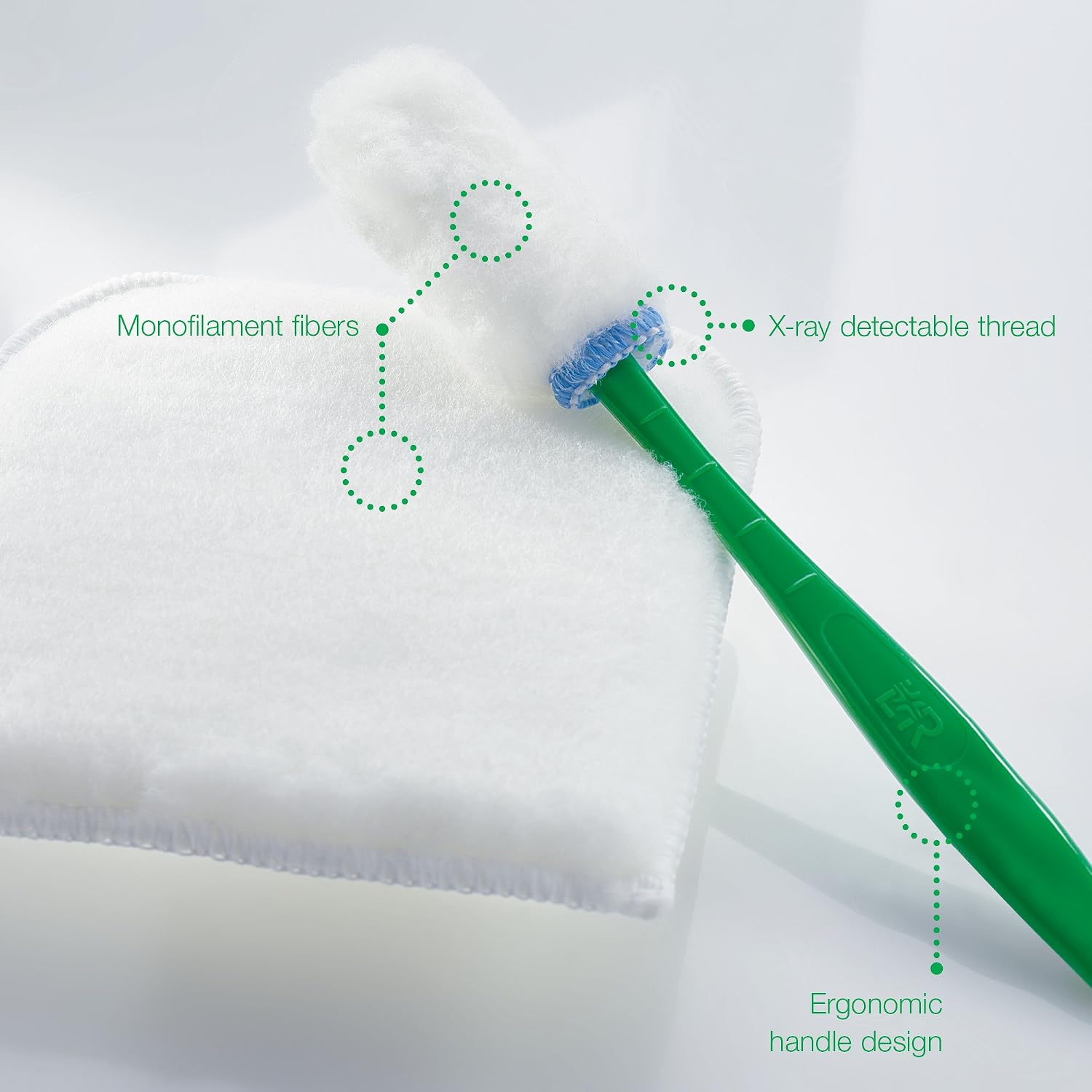 Lohmann & Rauscher Debrisoft Debridement Lolly, Wound Bed Preparation Tool with Handle for Hard to Reach Wounds, 100% Unbleached Monofilament Polyester, Box of 5