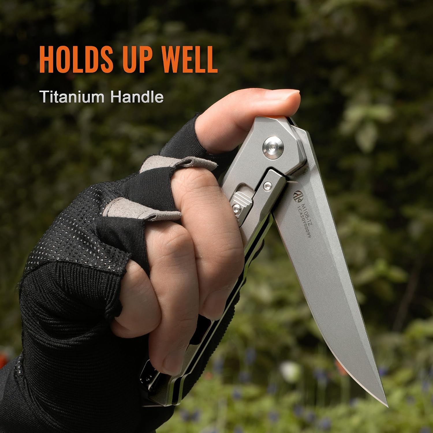 Ruike M108-TZ Folding Pocket Knife for Men,TC4 Titanium Lightweight Aolly Handle,Pearlized 154CM Stainless Blade,EDC Belt Clip,Frame Lock, Bushcraft Camping,Outdoor, Hunting,Survival Tool,Father Gifts
