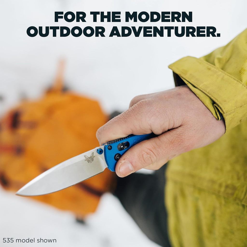 Benchmade - Bugout Outdoor EDC Folding Knife, Slim, Lightweight, Plain Edge, Drop-Point Blade, CPM-S30V Stainless Steel (58-60HRC), Grivory Handle (535TN-11)