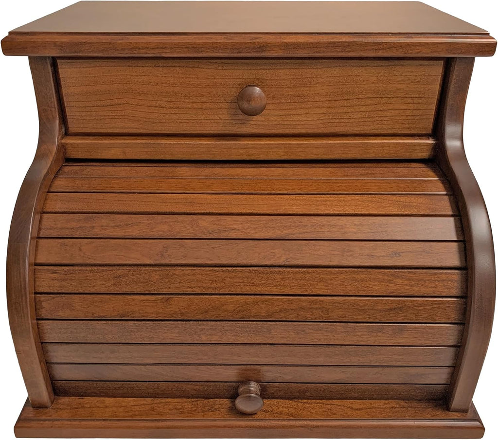 DutchCrafters Amish USA Made Solid Wood Countertop Bread Box with Drawer, Bread Holder for Kitchen Counter, Large Bread Box for Kitchen Countertop (Cherry - Michael's Cherry)