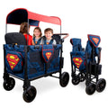 WONDERFOLD W4 Luxe Pro Special Edition Superman Stroller Wagon (4 Seater) - Collapsible Wagon Stroller with Seats with 5-Point Harnesses, Easy Access Zipper Door, and Removable Sun Canopy