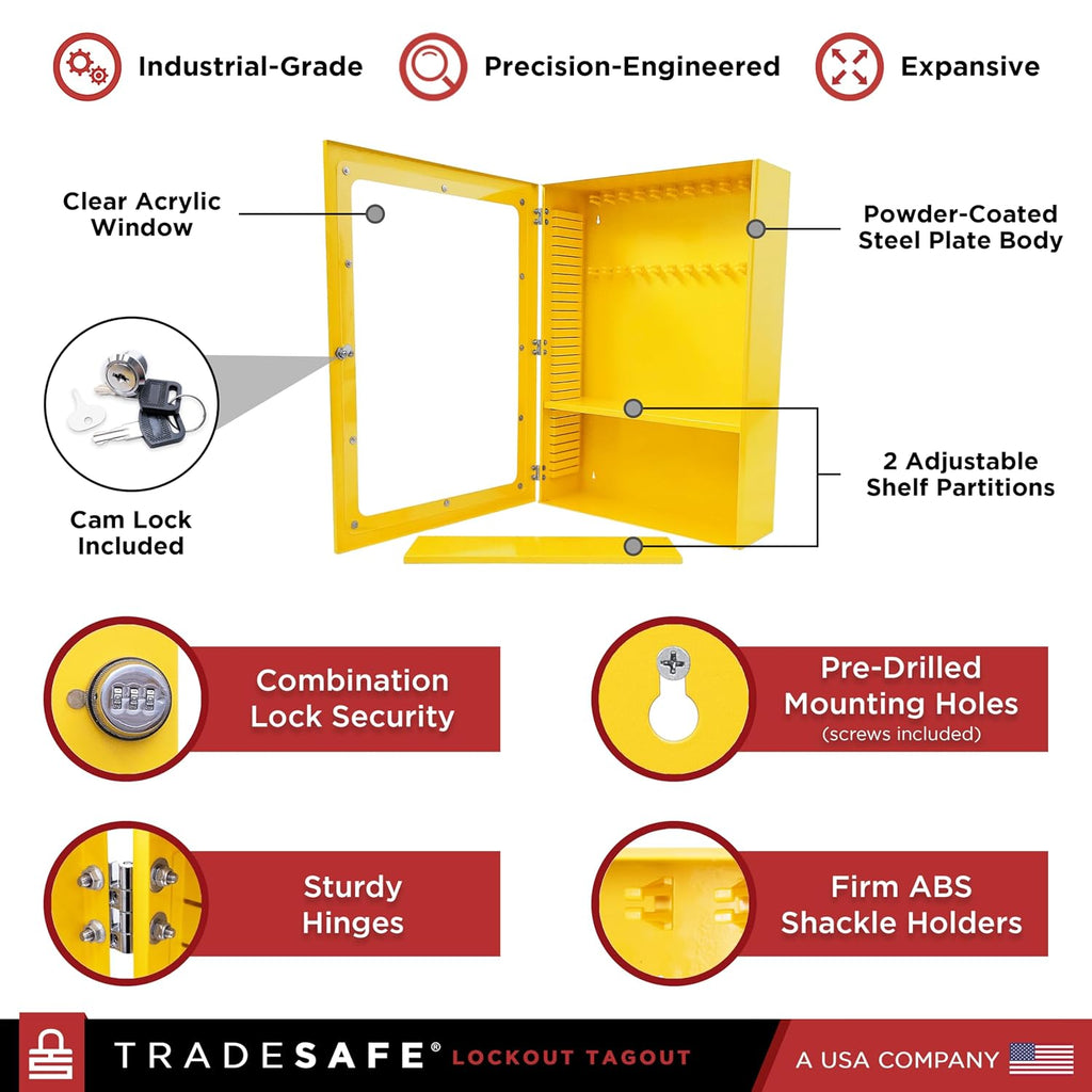 TRADESAFE Lockout Tagout Cabinet, Lock Out Tag Out Station Unfilled - No Loto Devices Included, Wall-Mountable Lockout Tagout Station Cabinet, Loto Box 24 x 8 x 31-1/2 inches