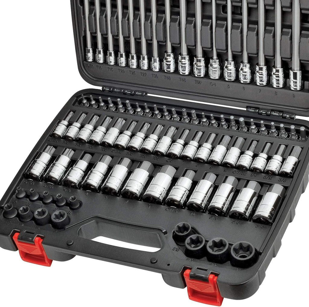 CARBYNE 84-Piece Master Hex & Torx Bit Socket Set & External-Torx Socket Set | S2 Steel Bits, CrV Steel Sockets, Corrosion Resistance, Durable Case | 1/4', 3/8' & 1/2' Dr.