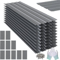 10 Pack Corrugated Metal Roofing Panels, 6.1 ft Galvanized Steel Roof Sheets, 17.7 x 73.2 in, Approx. 90 sq.ft Total Panel Area, with Screws, for Sheds, Chicken Coops and Gazebos, Grey