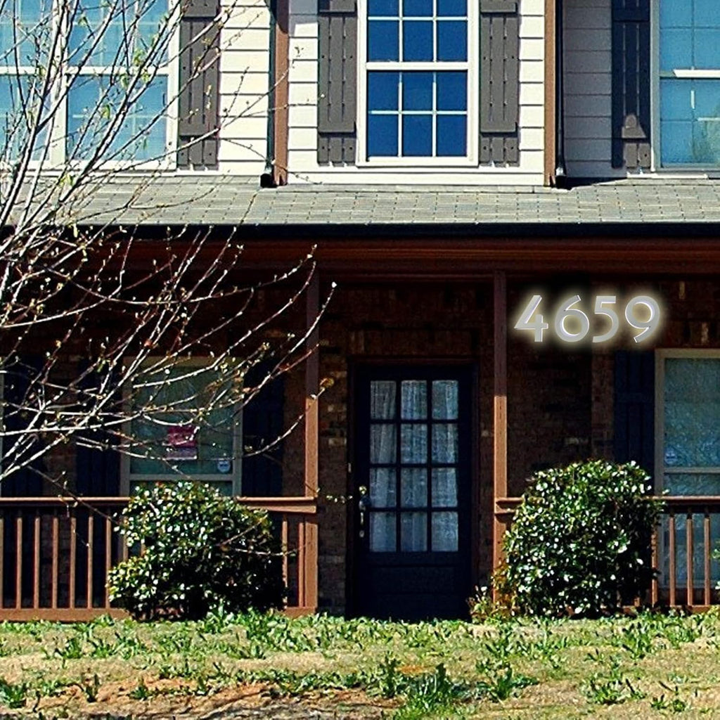Address Numbers, Backlit Illuminated LED House Numbers, White Finish, Stainless Steel Address Signs Lighted Plaque For Outdoor, Modern, Warm Light,18 Inch,0