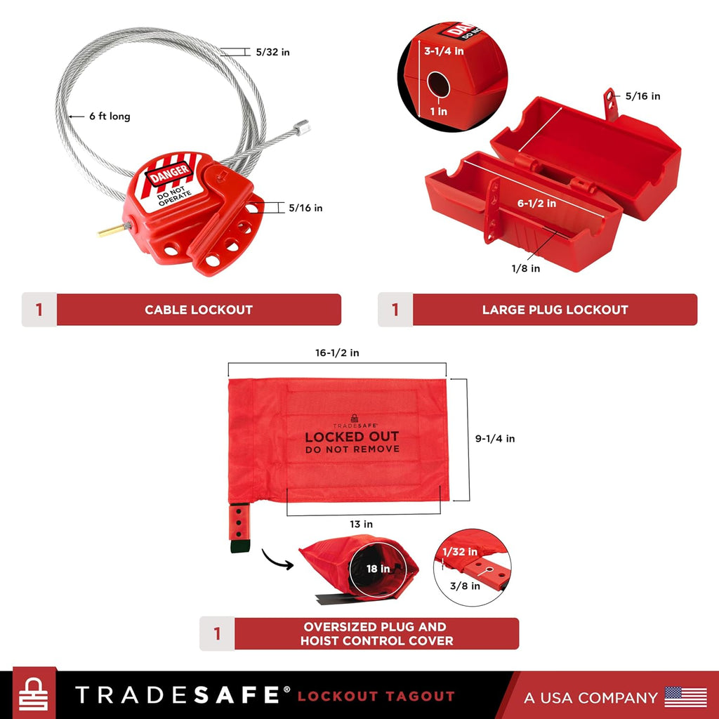 TRADESAFE Lockout Tagout Cabinet - 75 Pieces Loto Devices, Loto Locks, Lockout Hasp, Lock Out Tags, Circuit Breaker Lock, Cable Lock, Plug Lock, Lockout Tagout Station with Movable Shelf Partitions