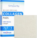 Collagen Dressing Pads - 7 x 7 in 5-Pack Collagen Pads for Wounds - Non-Adherent Collagen Dressing for Wound Care - Safe n' Simple Wound Care Supplies