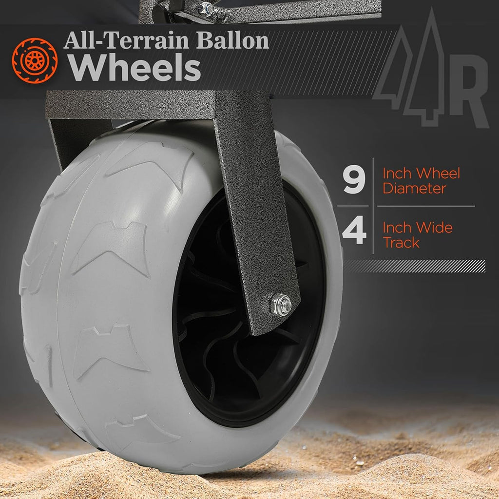Dark Blue Collapsible Wagon, Bench Seat & Storage, 9'x4' Beach Tires, Steel Frame, Folding Camping Cart for Camping & Beach, 40.94x25.2x44.29 in