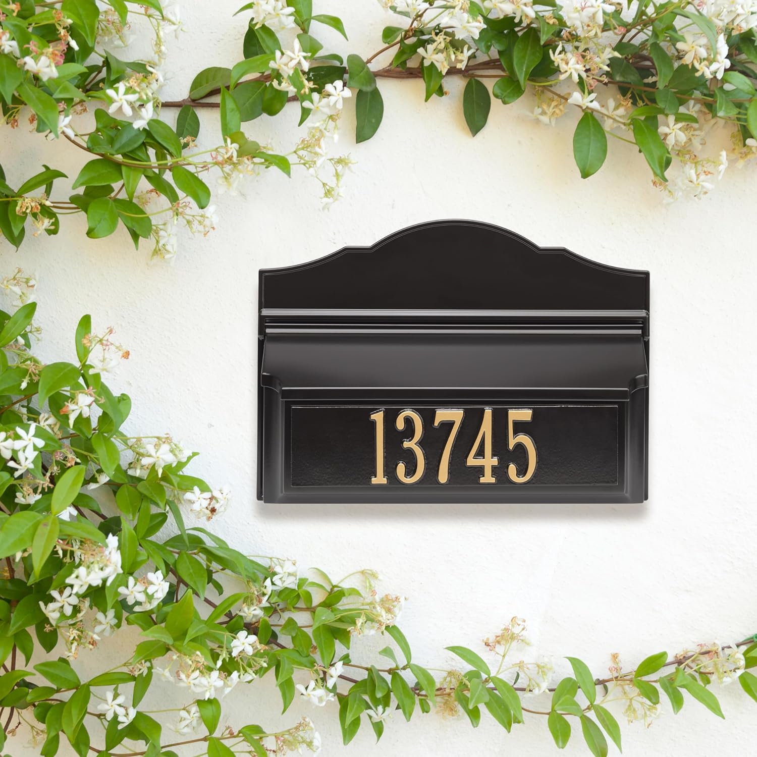 Whitehall Colonial Mailbox with House Numbers, with Personalized Address Plaque, Wall Mount Mailbox for Outside