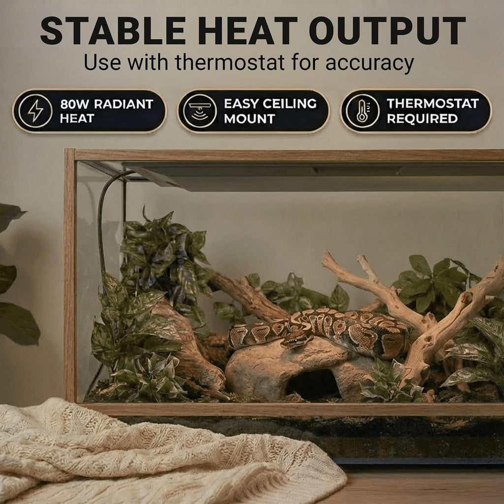 Radiant Heat Panels Made in USA 80W–Premium Reptile Heater Mounts Easily with Included Screws Reptile Heat Panel, Snake Heater, Bearded Dragon, Gecko and Hermit Crab Accessories