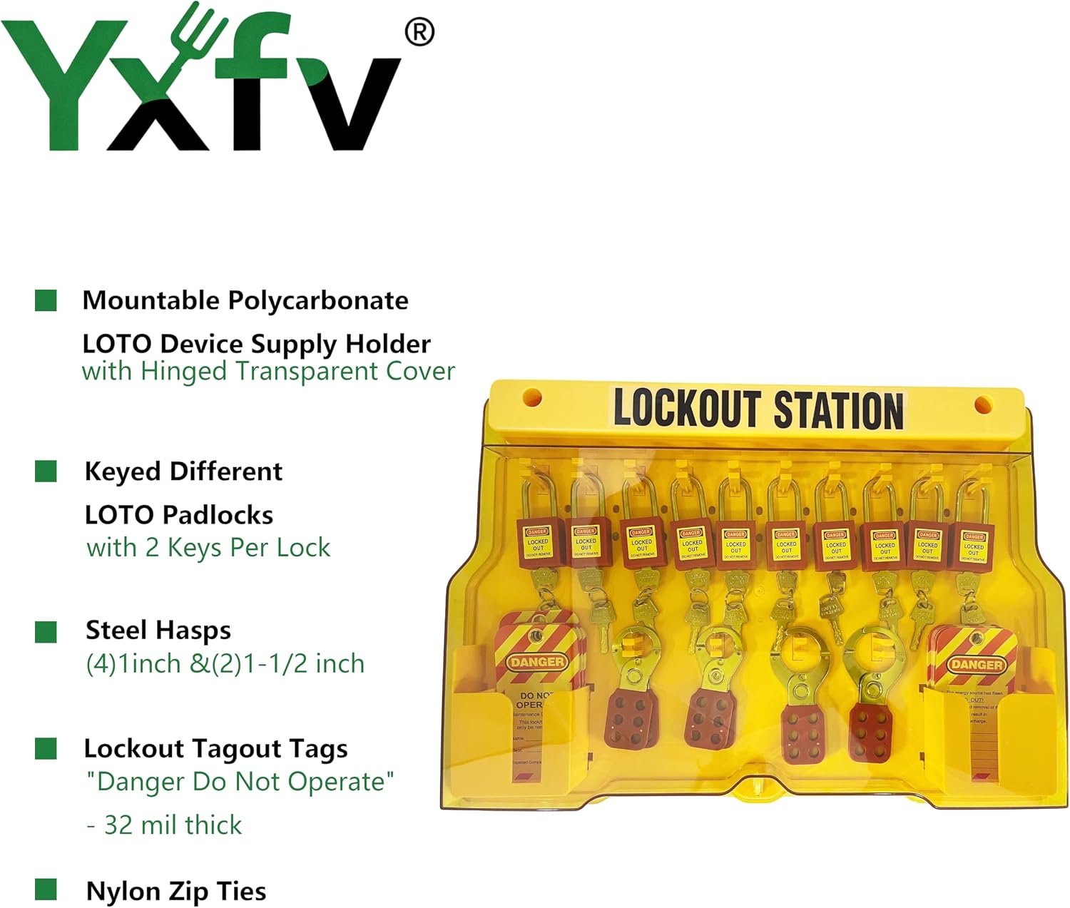 Lockout Tagout Station with Loto Devices, 14 Safety Padlocks, 6 Hasps, 40 Do Not Operate Tags, Lock Out Tag Out Kit Board, OSHA Compliant Industrial Safety Supply