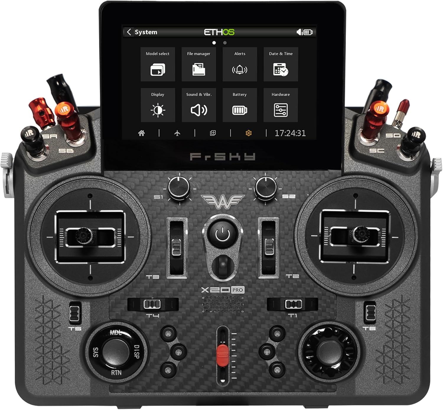 FrSky Tandem X20 PRO AW Radio Transmitter (Battleship Grey) Ultimate Combo - Includes TD SR18 Receiver, Remote NFC Panel & VANTAC Electric Screwdriver, Dual-Band 24CH Flagship System