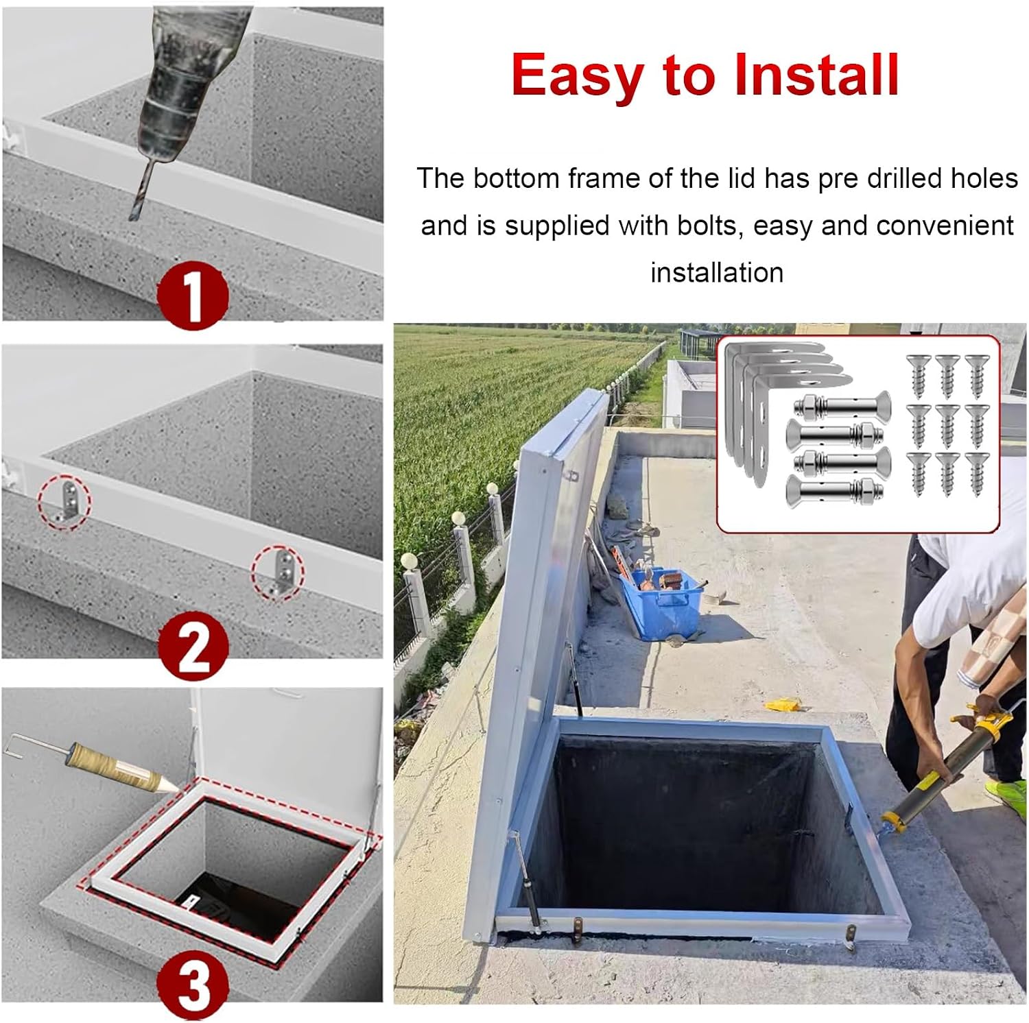 White Ceiling Hatch Lid with Hasp Latch & Gas Shock Strut, Large Building Roof Access Hatch Door, Heavy Duty Manhole/Cellars Exit Cover Plate for Repairs(Inner-L*W-25.6x19.7in/65x50cm)
