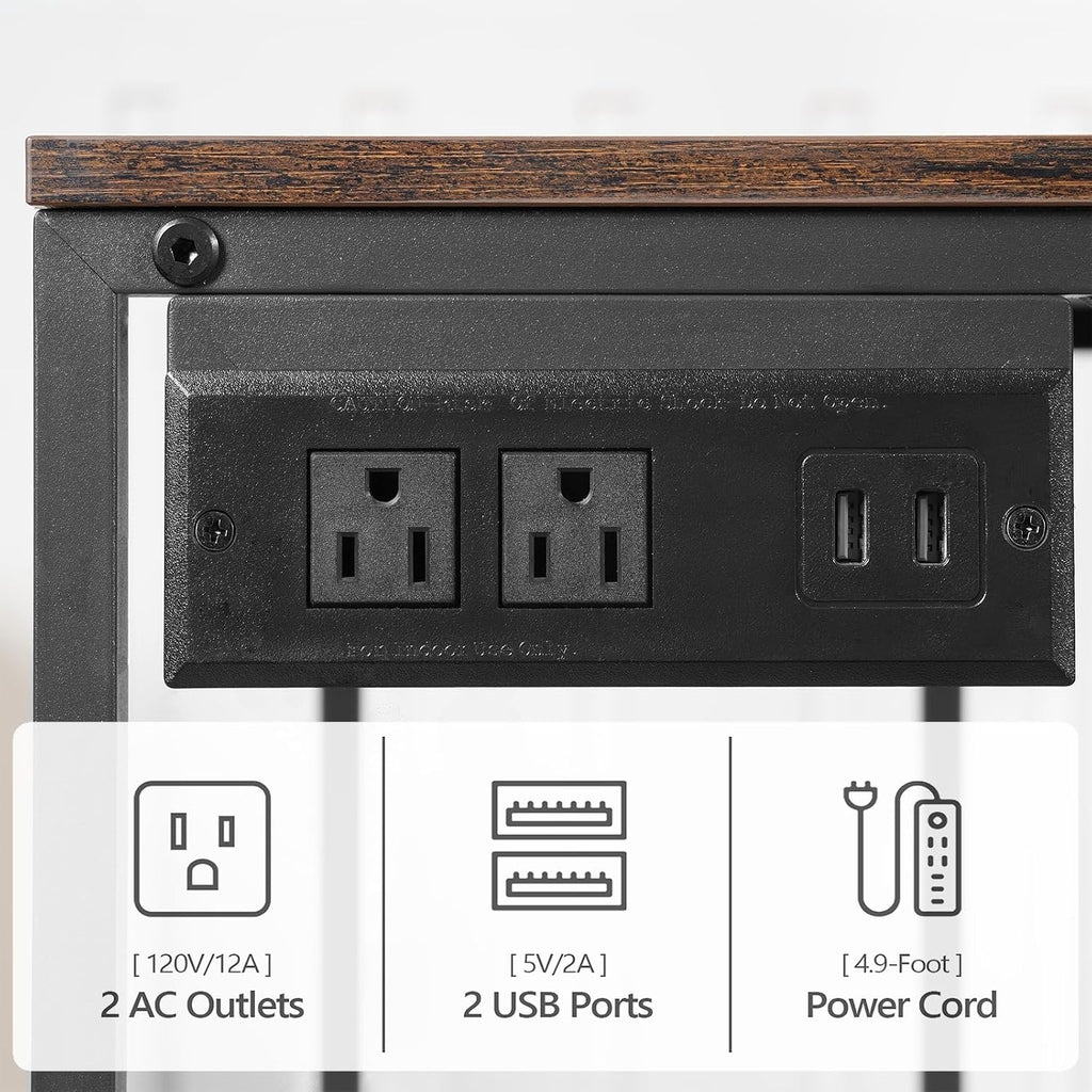 MAHANCRIS Mobile Printer Stand and Podium Stand Bundle, 3-Tier Industrial Printer Cart with Power Outlets and 2 USB Ports, Adjustable Height Mobile Lectern and Laptop Desk PTHR78E01-LPHR4001