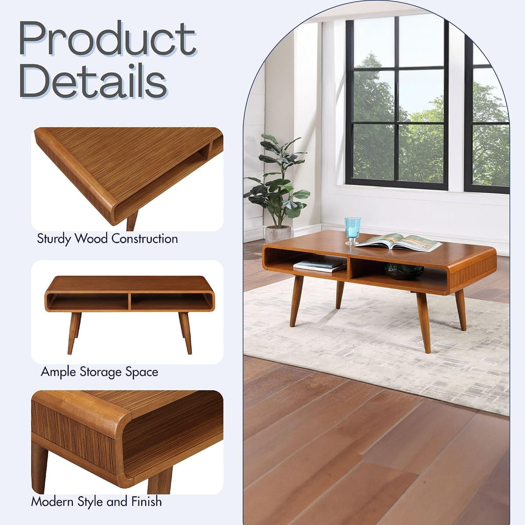 Boraam Zebra Series Halmstad Coffee Table, Rich Walnut