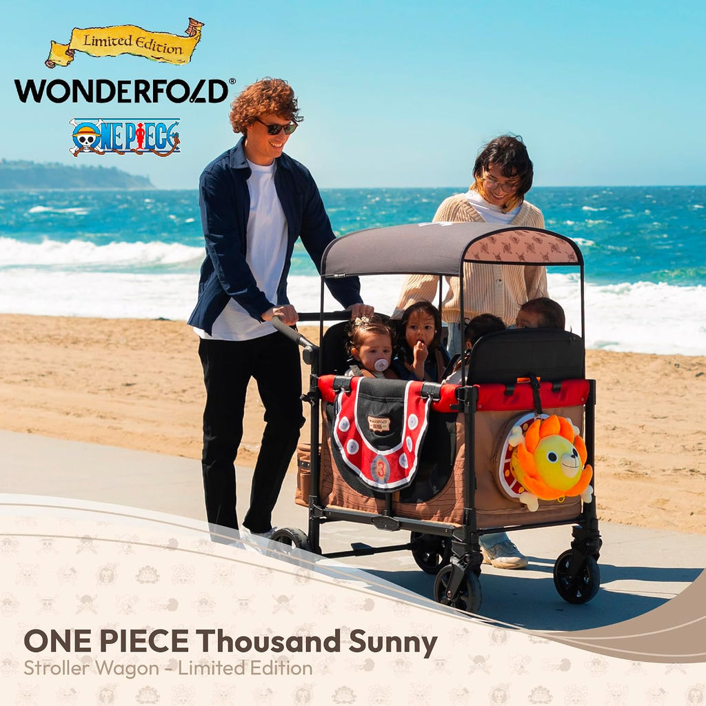 WonderFold ONE PIECE Thousand Sunny Limited Edition 4 Seater Stroller Wagon - Spacious, Safe, and Stylish Ride with All-Terrain Wheels