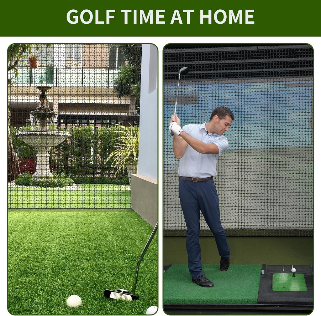 NQB Golf Practice Net with Steel Hanging Kit & Nylon Rope, 10x30FT Hitting Net for Golf, Baseball, Hockey, Soccer, LAX and More Sports Net for Backyard Driving or Indoor Garage