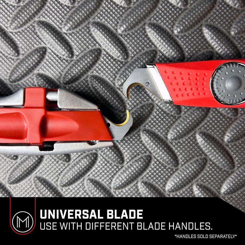 Mozart Universal TiN Super Hook Blade: RC65 High-Carbon Steel, Titanium Nitride coating. Ideal for roofing, flooring, drywall, and more. Made in Germany. (100 Pack)