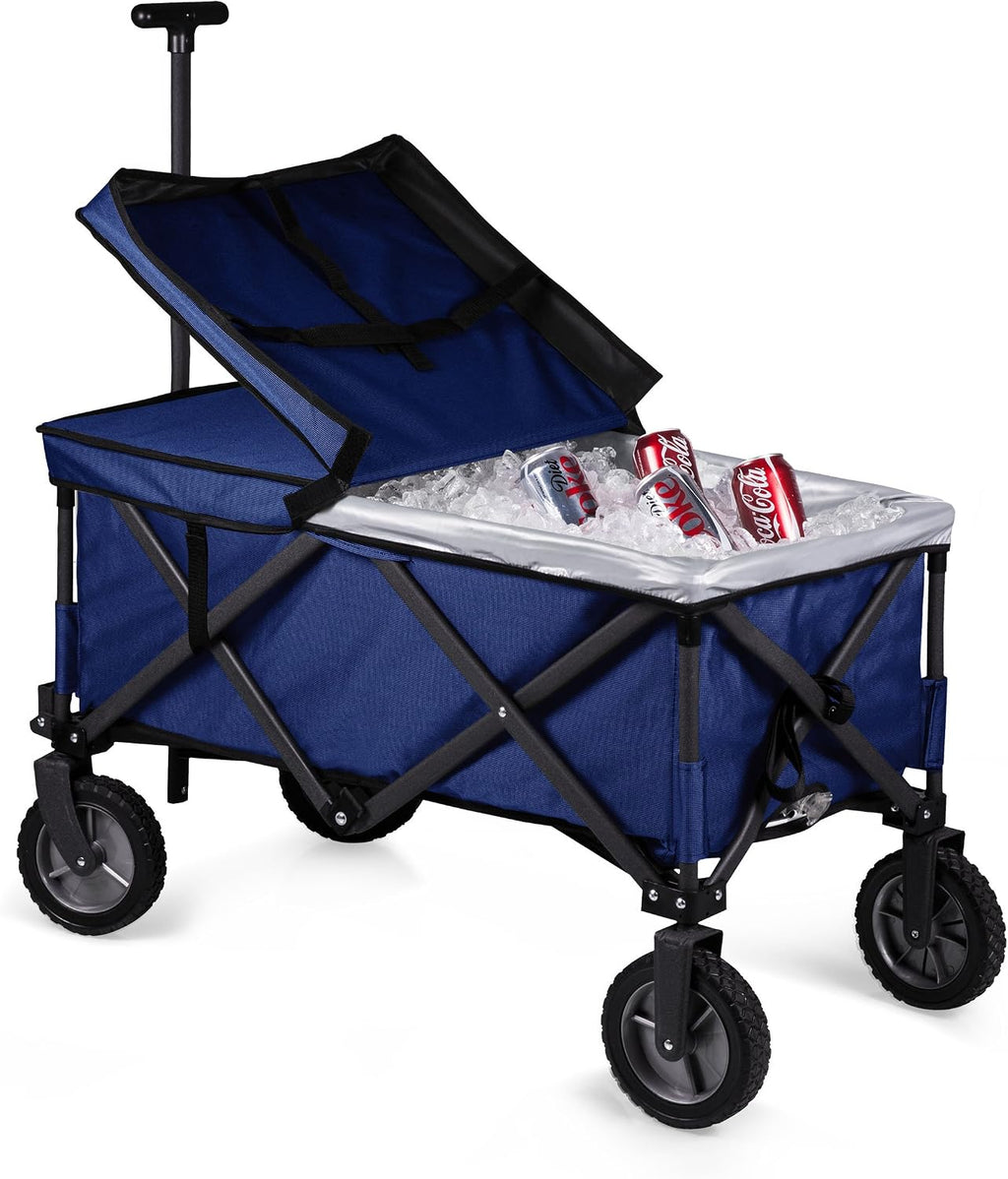 PICNIC TIME Brand Adventure Wagon Elite Folding Wagon With Table Top Lid & Soft Cooler Liner