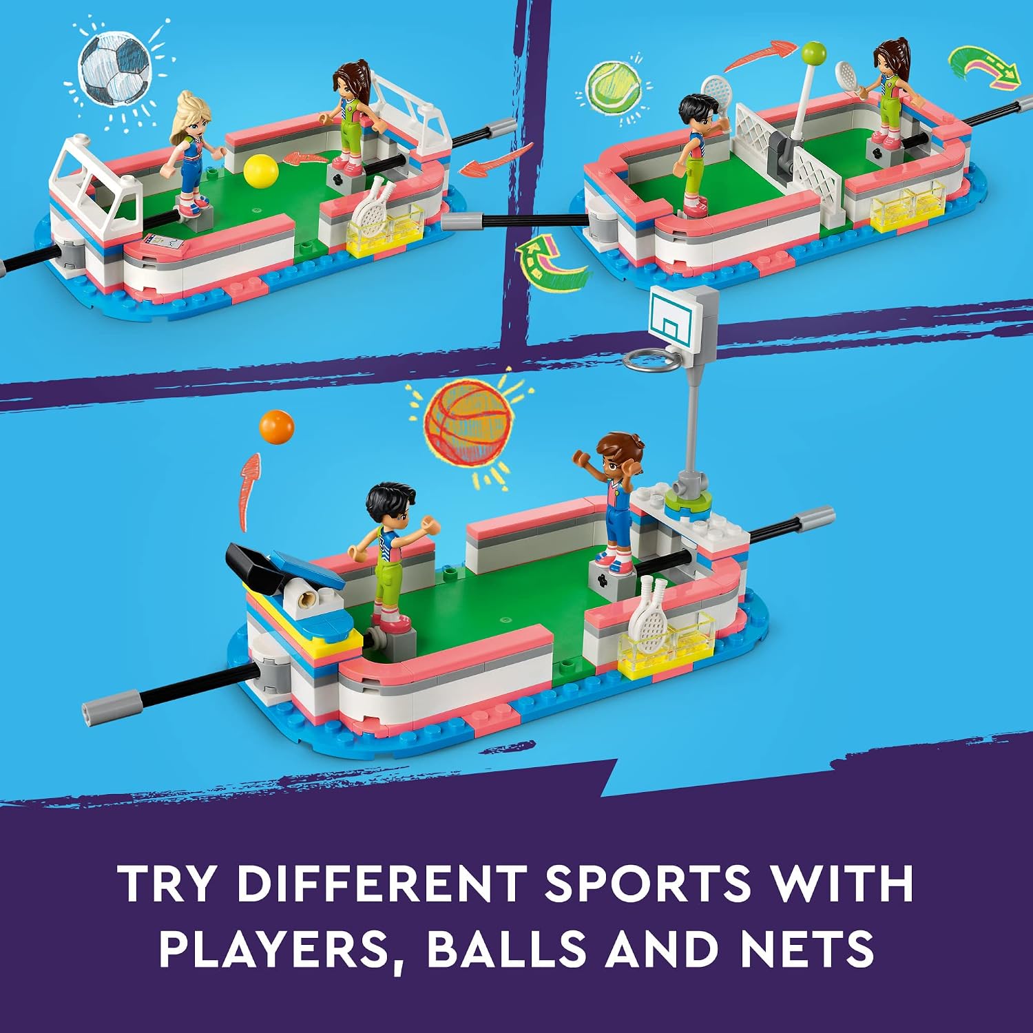LEGO Friends Sports Center 41744 Building Toy Set, Fun for Boys and Girls Ages 8 and up, Includes Football, Basketball and Tennis Games, A Fun Gift for Kids Who Love Sports and Pretend Play