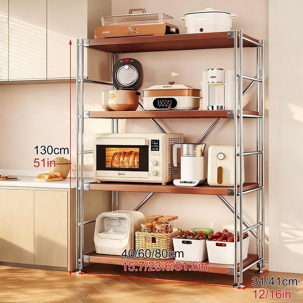 Microwave Stand With Storage,Baker'S Rack For Kitchen,Adjustable Shelves,Strong Load-Bearing Capacity,Suitable For Living Rooms,Dining Rooms,Coffee Bars,Homes(4 layers,40*31*130CM/16*12*51IN)