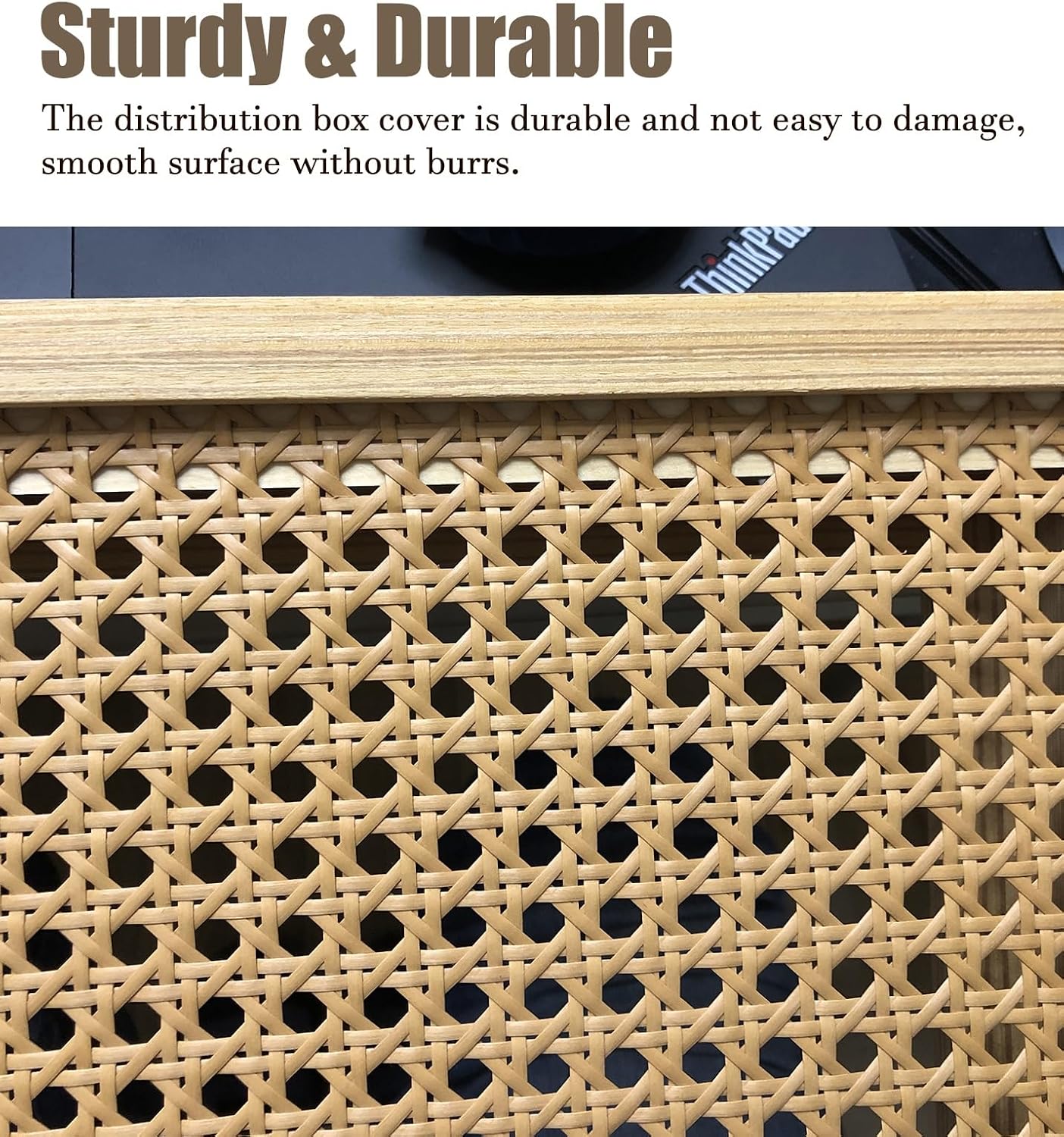 Electrical Panel Cover Wooden Vented Electrical Panel Cover, Rattan Removable Breaker Box Cover with Hook, Farmhouse Circuit Breaker Panel Cover for Home Decor(WXL-75 x 65CM-29.5 x 25.6)