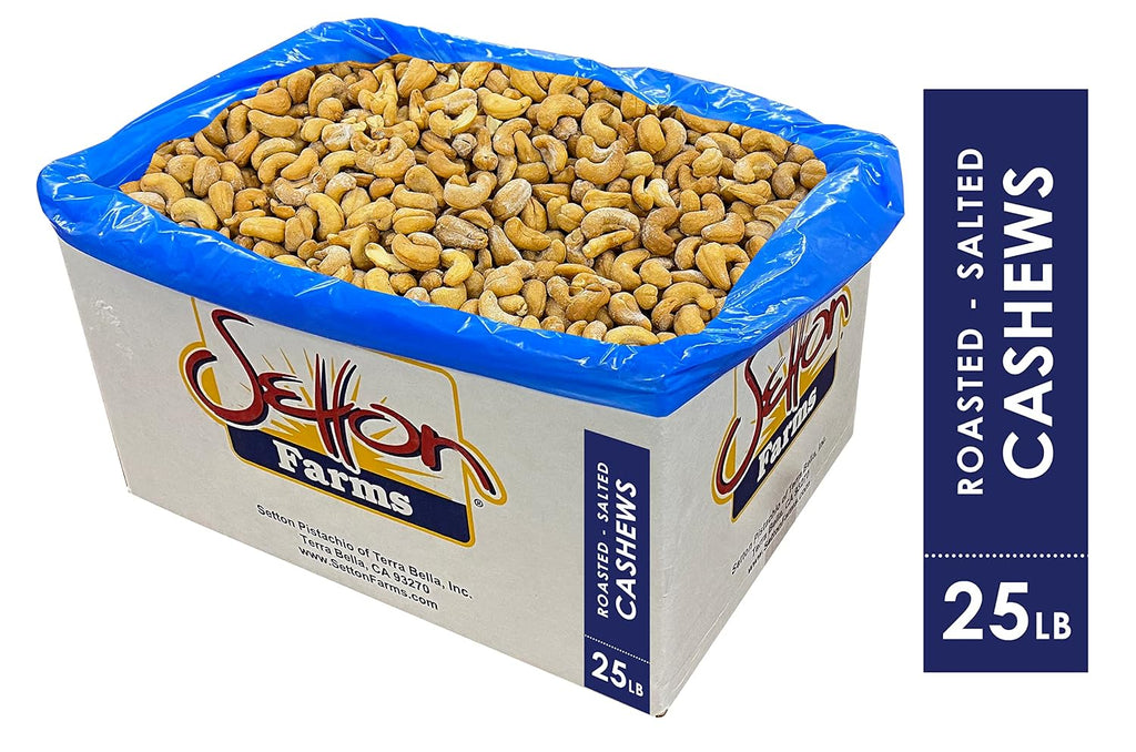 Cashews Roasted Salted, Extra Large Cashews (240's), 25 Lbs. Bulk Case, Kosher