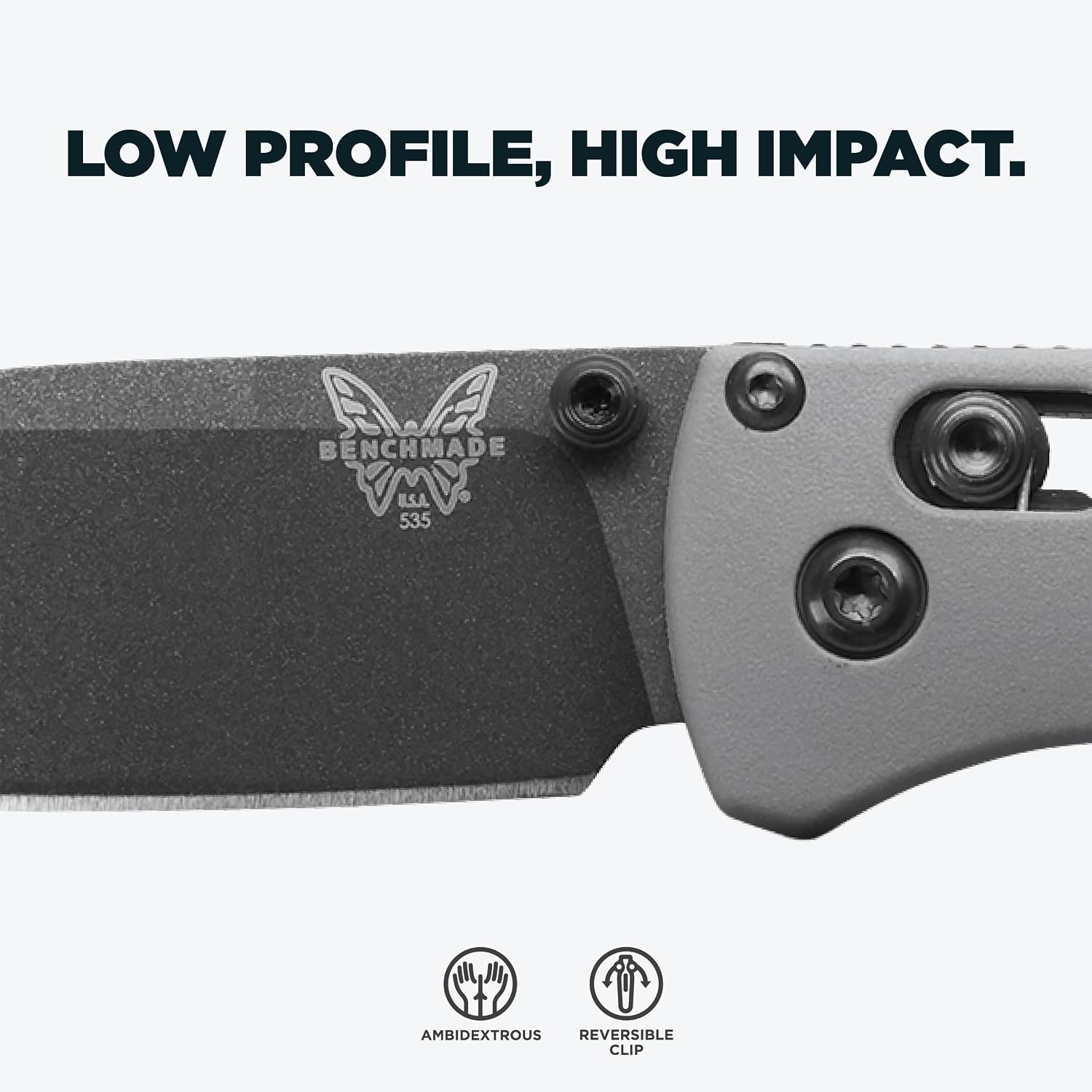 Benchmade - Bugout Outdoor EDC Folding Knife, Slim, Lightweight, Plain Edge, Drop-Point Blade, CPM-S30V Stainless Steel (58-60HRC), Grivory Handle (535BK-08)