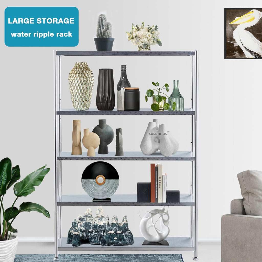 susunnus Stainless Steel Shelves 39.4in-4 Tier,Kitchen Storage Shelves,Stainless Steel Shelf Organizer, Artistic Texture, Pragmatic& Sturdy & Waterproof