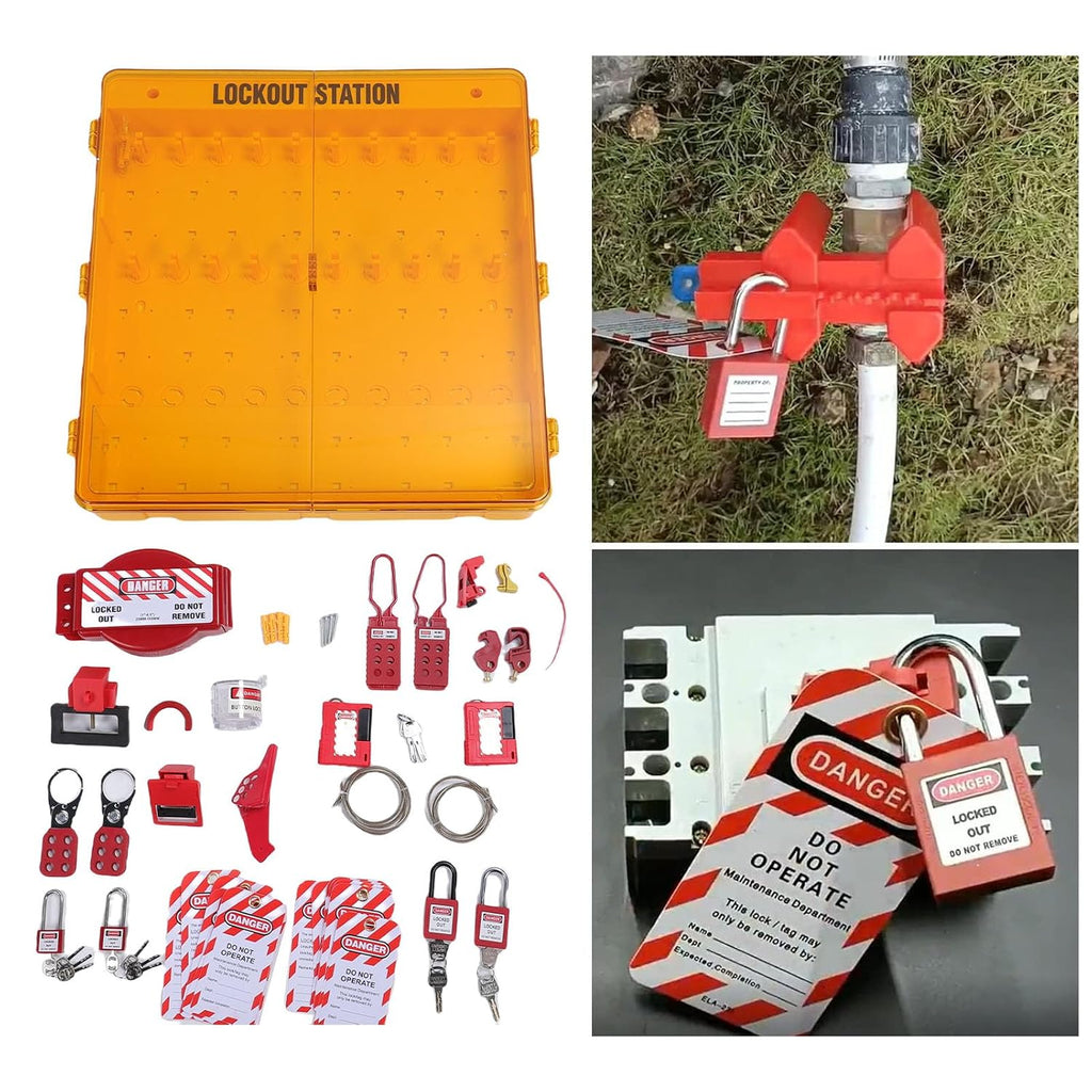 Lockout Tagout Station Loto Kit Board, Lock Out Tag Out Loto Hasps with Safety Padlocks, Circuit Breaker Cable Ball Valve Lockouts Electrical Plug Lockout