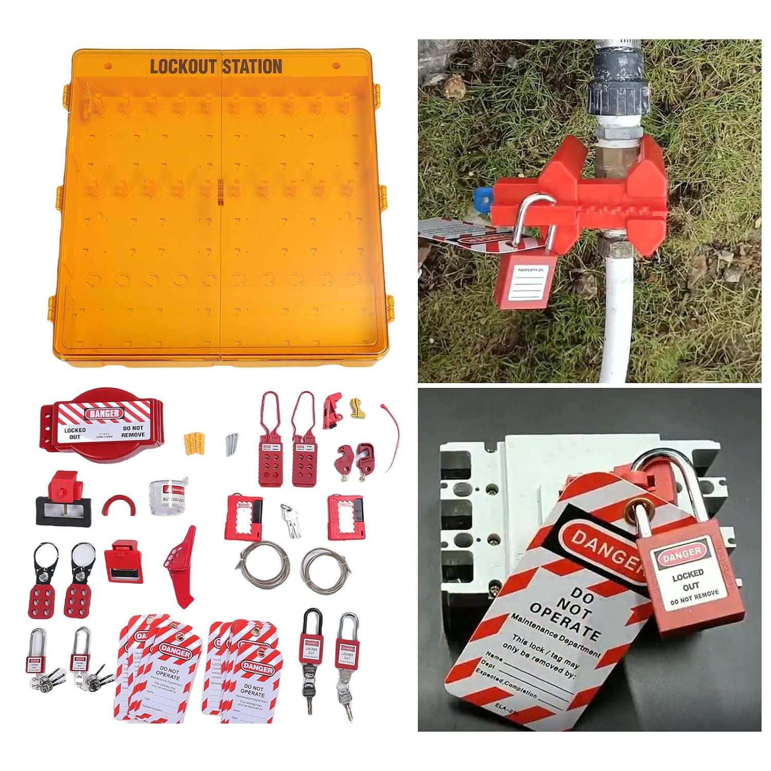 Lockout Tagout Station Loto Kit Board, Lock Out Tag Out Loto Hasps with Safety Padlocks, Circuit Breaker Cable Ball Valve Lockouts Electrical Plug Lockout