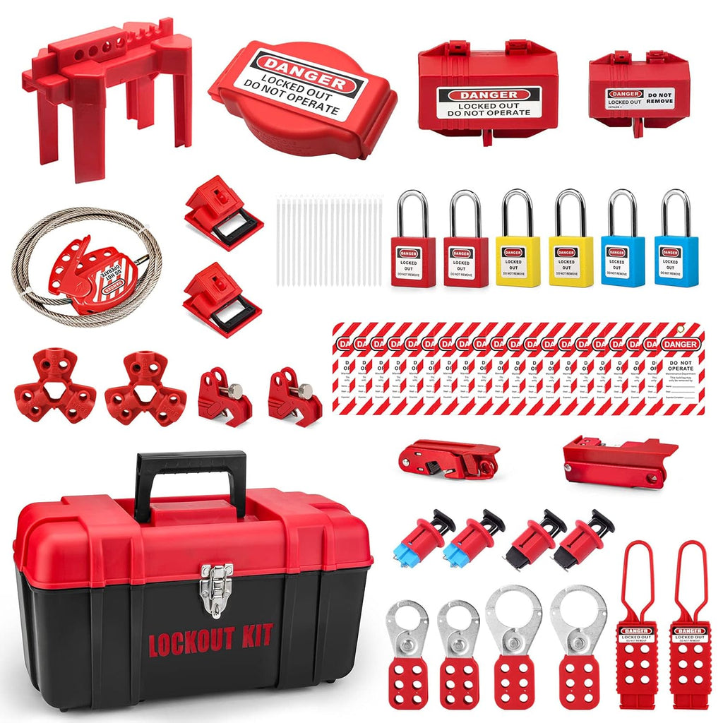 Lockout Tagout Kit Loto Hasp Lockout Steel Cable Lockout Plug Lock Out Tag Loto Safety Padlock Circuit Breaker Lockout Ball Valve Lockout Tagout Set Alamanda Loto Kit for Lock Out Tag Out Station