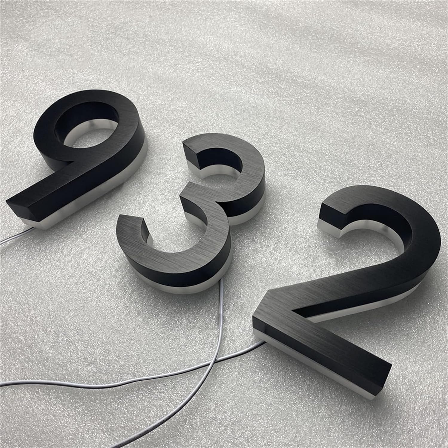 Backlit Lighed LED House Numbers, Black Finishes, Address Signs Lighted Plaque, Outdoor/Indoor, Modern, Low-Voltage, Weatherproof, Day & Night, White Light,16 Inch,8