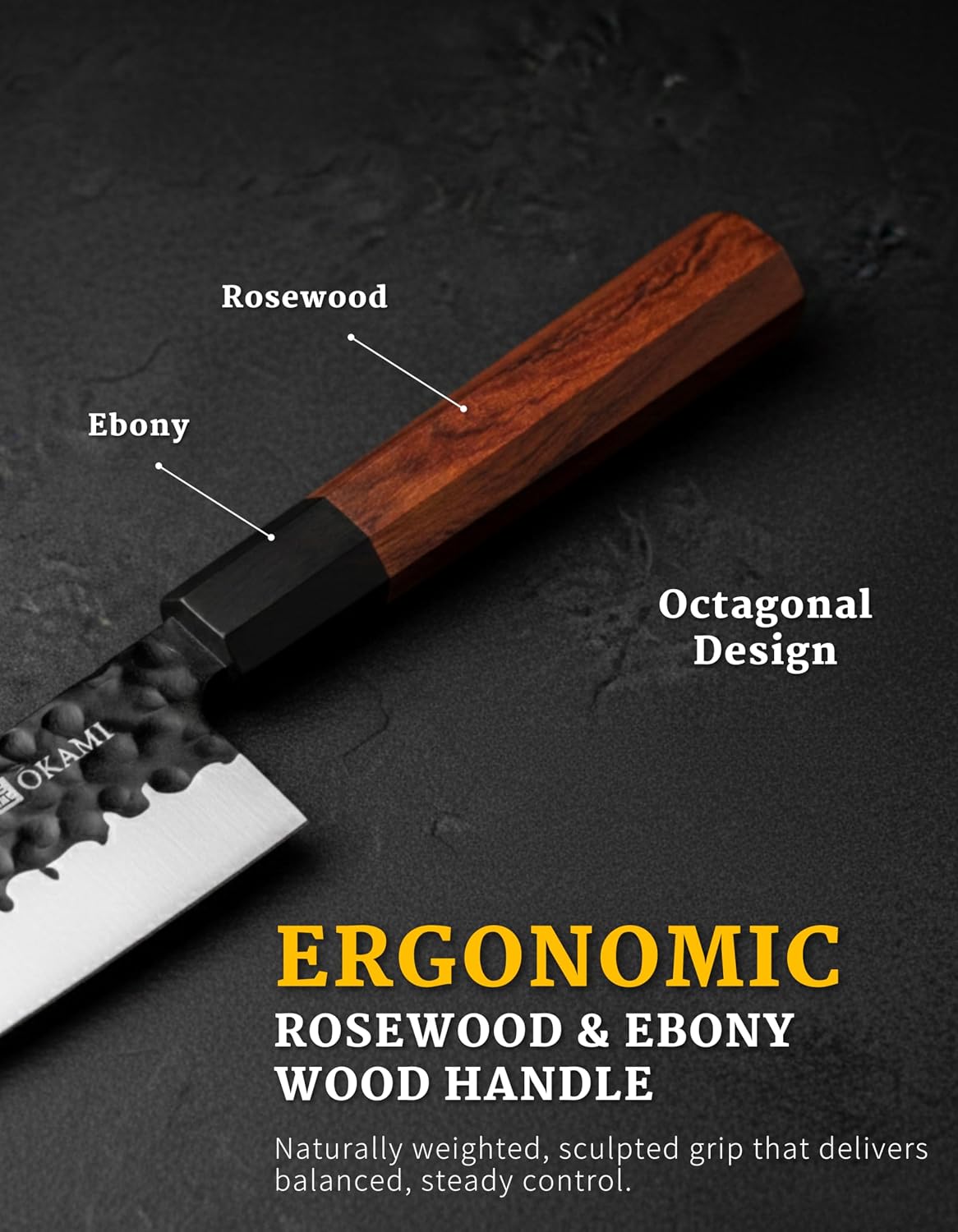 Classic Chef Knife 8 Inch – Japanese AUS 8 Steel Gyuto Knife, Ultrasharp & Perfectly Balanced Kitchen Knife with Rosewood & Ebony Handle for All Your Kitchen Tasks