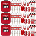 SAFBY 3-in-1 Lockout Tagout (Loto) Kit–Complete OSHA Safety Group Lock Out Hasps, Tag Out Clamp-On Circuit Breaker Lockout for Universal Multi- Pole Breaker Electrical Kits Station (3 Kits in 1)