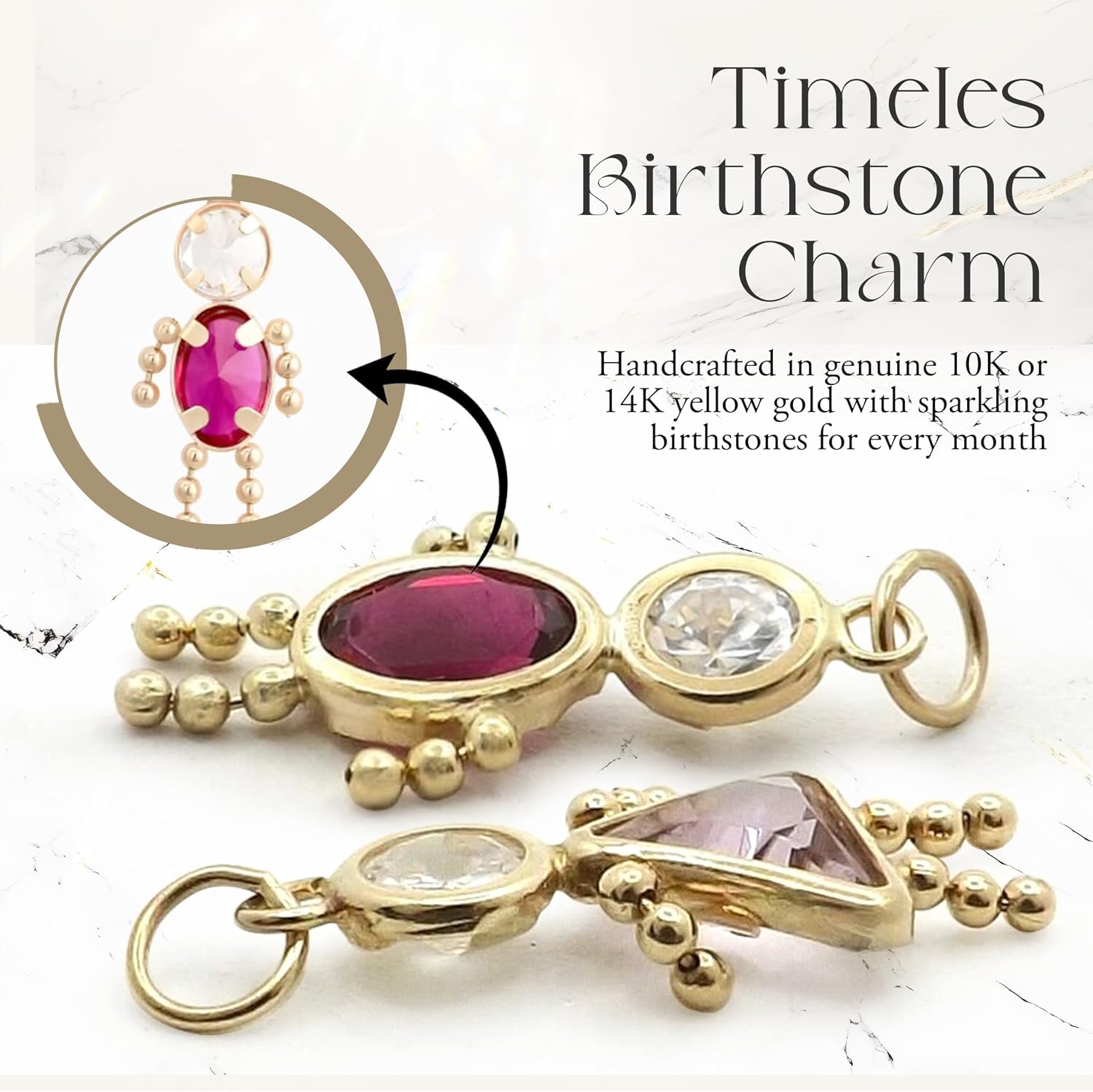 Roy Rose Jewelry 10K or 14K Yellow Gold Birthstone Kids Boy Girl Charm Pendant for Necklace - All Months