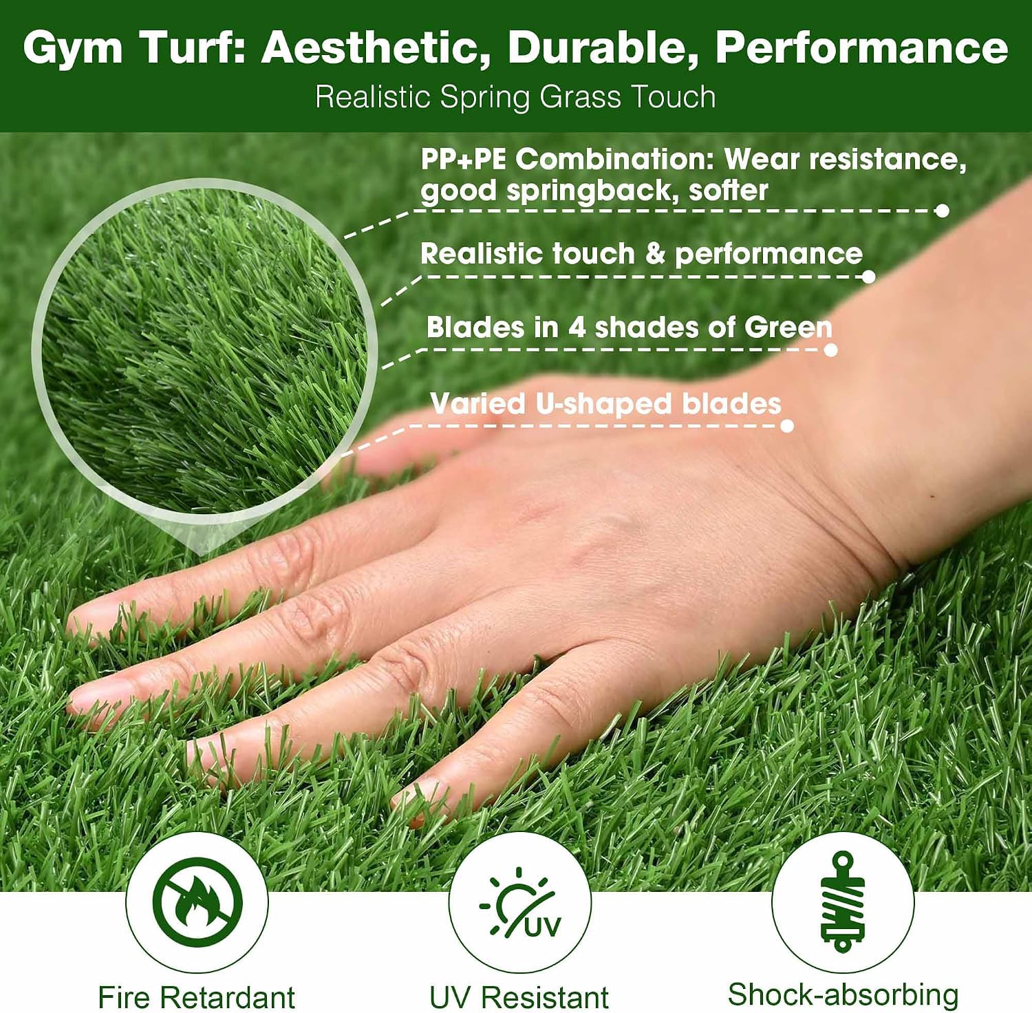 Yescom 200 Sq.Ft Gym Turf for Sled 0.8' H Artificial Grass Rug Exercise Mat Outdoor Indoor Weight Sled Push Pull Sport Training Flooring, 50'x4'