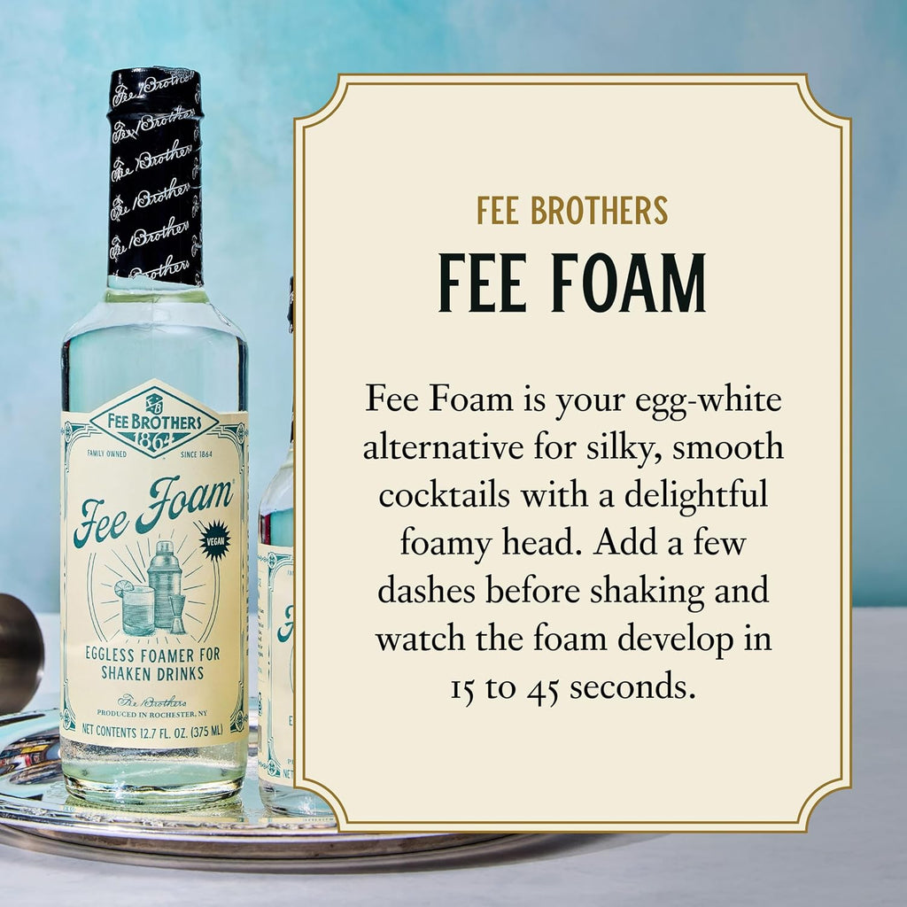 Fee Brothers Fee Foam - Cocktail Foamer and Mixer, Egg Substitute, Vegan-Friendly, Gluten Free, 12.7 fl oz (Pack of 12)